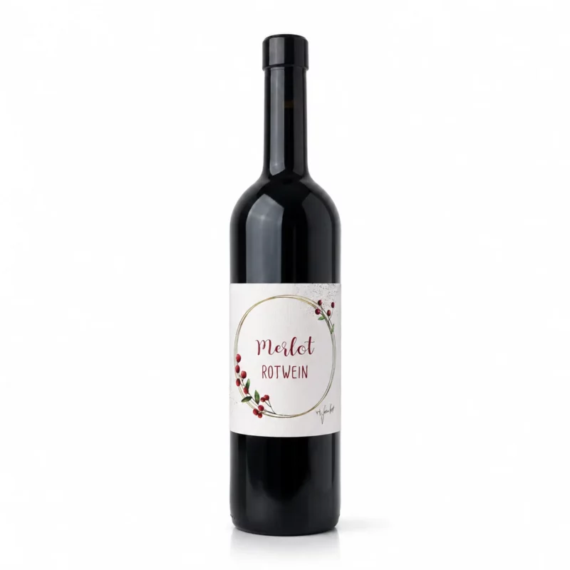 Merlot trocken, Bordeauxflasche mit Korken – Packshot